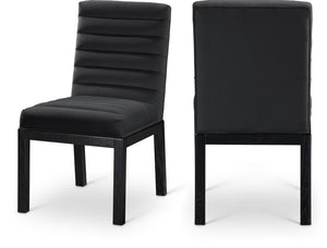 Meridian Furniture Evelyn Channel Tufted Velvet Dining Chair with Solid Ash Legs for Elegant Modern Spaces Black 902 902Black-C