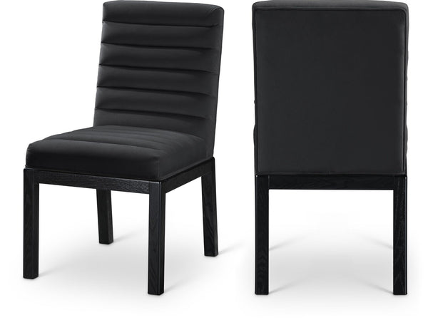 Meridian Furniture Evelyn Channel Tufted Velvet Dining Chair with Solid Ash Legs for Elegant Modern Spaces Black 902 902Black-C