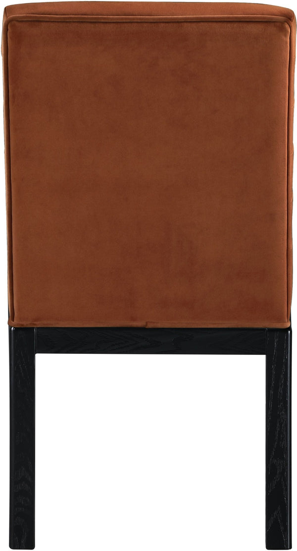 Meridian Furniture Evelyn Channel Tufted Velvet Dining Chair with Solid Ash Legs for Elegant Modern Spaces Cognac 902 902Cognac-C