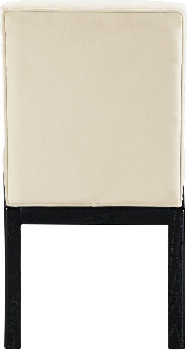 Meridian Furniture Evelyn Channel Tufted Velvet Dining Chair with Solid Ash Legs for Elegant Modern Spaces Cream 902 902Cream-C