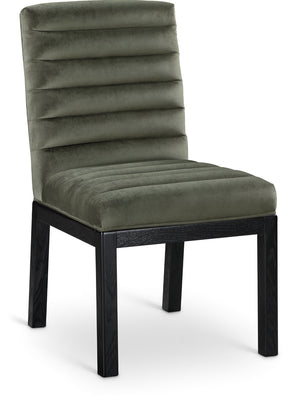 Meridian Furniture Evelyn Channel Tufted Velvet Dining Chair with Solid Ash Legs for Elegant Modern Spaces Green 902 902Green-C