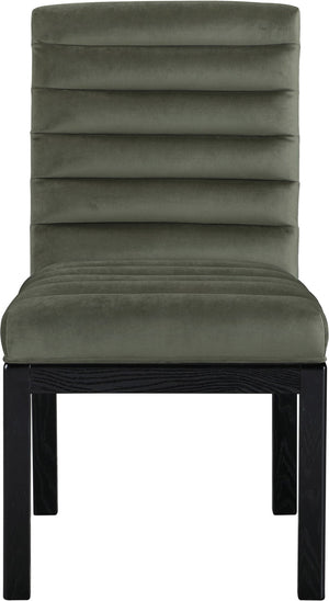 Meridian Furniture Evelyn Channel Tufted Velvet Dining Chair with Solid Ash Legs for Elegant Modern Spaces Green 902 902Green-C