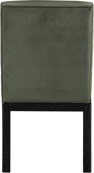 Meridian Furniture Evelyn Channel Tufted Velvet Dining Chair with Solid Ash Legs for Elegant Modern Spaces Green 902 902Green-C