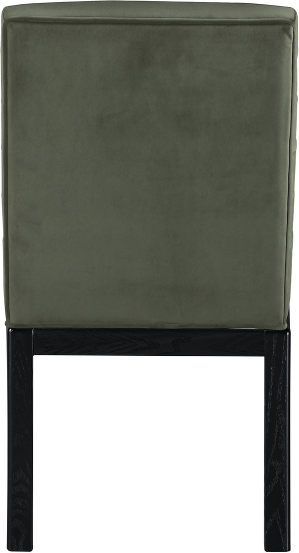 Meridian Furniture Evelyn Channel Tufted Velvet Dining Chair with Solid Ash Legs for Elegant Modern Spaces Green 902 902Green-C