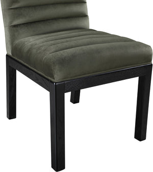 Meridian Furniture Evelyn Channel Tufted Velvet Dining Chair with Solid Ash Legs for Elegant Modern Spaces Green 902 902Green-C