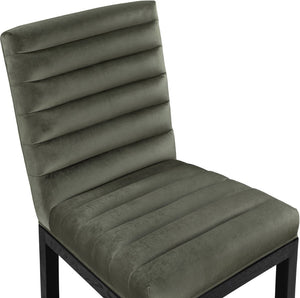 Meridian Furniture Evelyn Channel Tufted Velvet Dining Chair with Solid Ash Legs for Elegant Modern Spaces Green 902 902Green-C