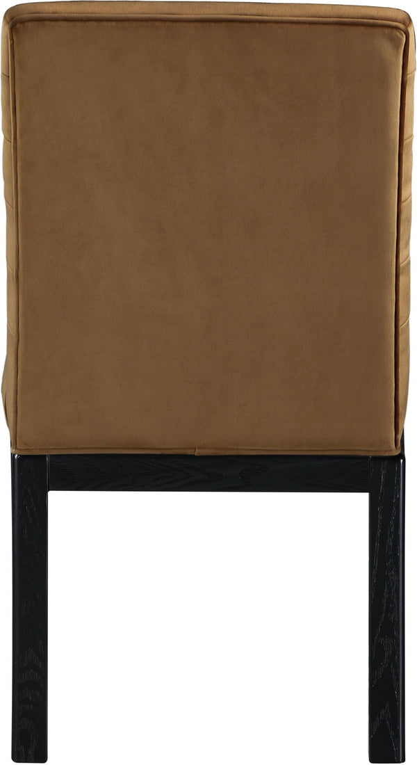 Meridian Furniture Evelyn Channel Tufted Velvet Dining Chair with Solid Ash Legs for Elegant Modern Spaces Saddle 902 902Saddle-C