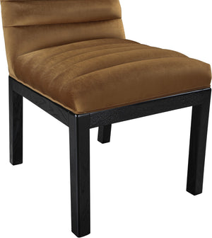 Meridian Furniture Evelyn Channel Tufted Velvet Dining Chair with Solid Ash Legs for Elegant Modern Spaces Saddle 902 902Saddle-C