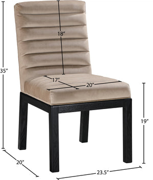 Meridian Furniture Evelyn Channel Tufted Velvet Dining Chair with Solid Ash Legs for Elegant Modern Spaces Taupe 902 902Taupe-C