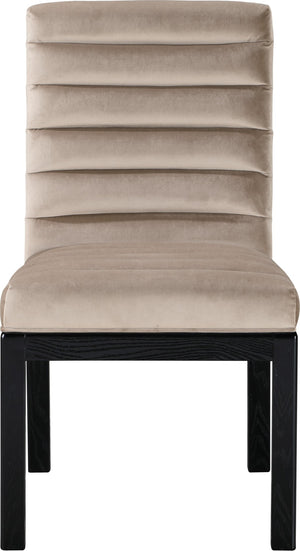 Meridian Furniture Evelyn Channel Tufted Velvet Dining Chair with Solid Ash Legs for Elegant Modern Spaces Taupe 902 902Taupe-C