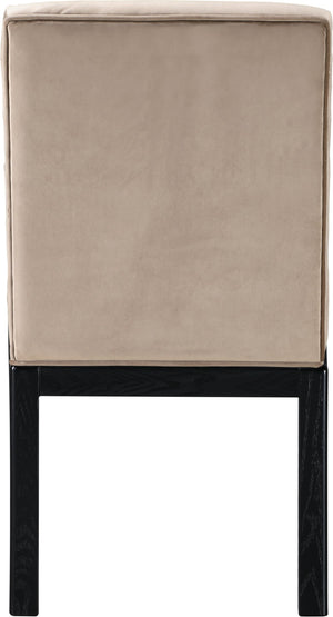 Meridian Furniture Evelyn Channel Tufted Velvet Dining Chair with Solid Ash Legs for Elegant Modern Spaces Taupe 902 902Taupe-C