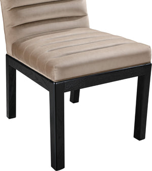 Meridian Furniture Evelyn Channel Tufted Velvet Dining Chair with Solid Ash Legs for Elegant Modern Spaces Taupe 902 902Taupe-C