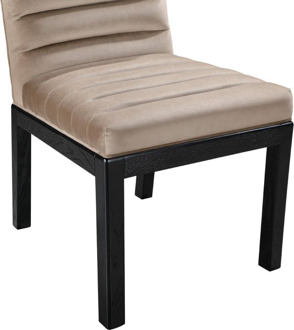 Meridian Furniture Evelyn Channel Tufted Velvet Dining Chair with Solid Ash Legs for Elegant Modern Spaces Taupe 902 902Taupe-C