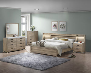 English Elm 1Pc King Size Bed Frame - Modern Rustic Wooden Design, Light Natural Finish For Elegant Bedrooms B2741S00265