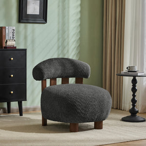 English Elm Christopher Knight Home® - Modern Boucle Accent Chair with Plush Rounded Silhouette, Solid Wood Frame, Cozy Reading Seat Dark Gray,Walnut 29 L x 28.5 W x 21.85 H N776P278240C