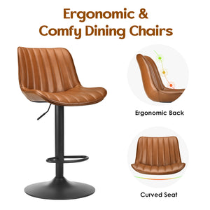 English Elm Bar Stools Set Of 2 – Stylish Swivel Adjustable Height Chairs With Back Support For Home Bars & Kitchens T3623P363387