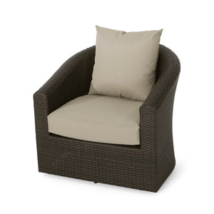 English Elm Outdoor Wicker Swivel Accent Chair with Aluminum Frame for Patio Resort Lounging N757P410822B