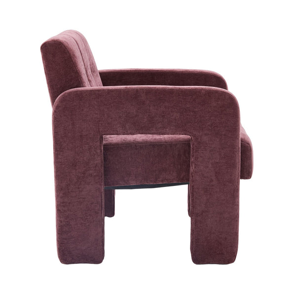 English Elm Modern Chenille Armchair with Ergonomic Curved Armrests, 500lb Capacity, Nordic Minimalist Accent Chair for Living Room WINE RED W395P380521