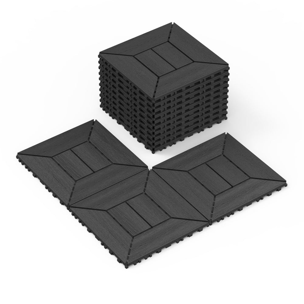 English Elm New Interlocking Polypropylene Patio Floor Tiles 44 Piece Set for Balcony Poolside Use W3022P251854