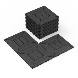 English Elm New Interlocking Polypropylene Patio Floor Tiles 44 Piece Set for Balcony Poolside Use W3022P251854