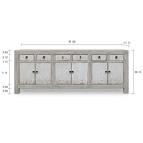 Lilys 91" Amalfi Two Tones Buffet 6 Draw 6 Dr, Antique Off White 9030-W