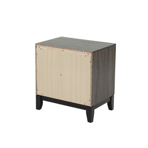 English Elm Two-Tone Wooden Nightstand with Two Drawers, Contemporary Grey Finish, Stylish Bedside Storage and Charm Grey+Black B016P251357