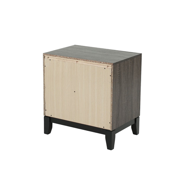 English Elm Two-Tone Wooden Nightstand with Two Drawers, Contemporary Grey Finish, Stylish Bedside Storage and Charm Grey+Black B016P251357