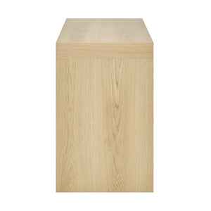 EuroStyle Donald Lacquer Writing Desk with Two Flush Drawers for Modern Home Office Use Oak 90308OAK