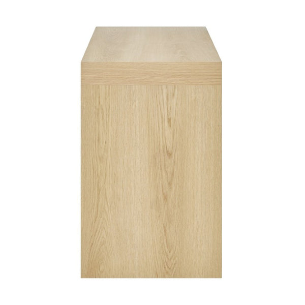 EuroStyle Donald Lacquer Writing Desk with Two Flush Drawers for Modern Home Office Use Oak 90308OAK
