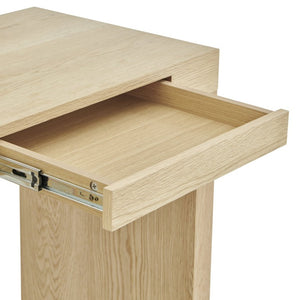 EuroStyle Donald Lacquer Writing Desk with Two Flush Drawers for Modern Home Office Use Oak 90308OAK