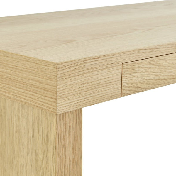 EuroStyle Donald Lacquer Writing Desk with Two Flush Drawers for Modern Home Office Use Oak 90308OAK