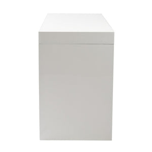 EuroStyle Donald Lacquer Writing Desk with Two Flush Drawers for Modern Home Office Use White 90308WHT