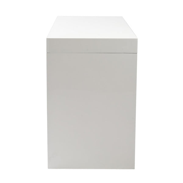 EuroStyle Donald Lacquer Writing Desk with Two Flush Drawers for Modern Home Office Use White 90308WHT