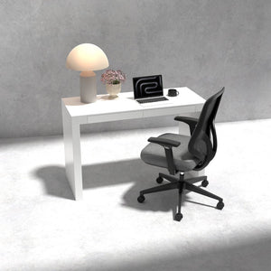 EuroStyle Donald Lacquer Writing Desk with Two Flush Drawers for Modern Home Office Use White 90308WHT