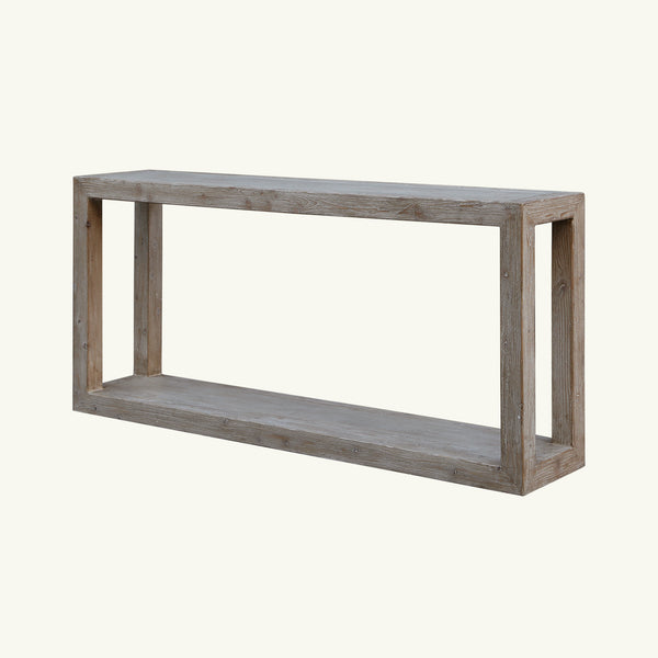 Lilys 67" Peking Grand Framed Console Table Weathered White Wash 9032-W