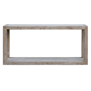 Lilys 67" Peking Grand Framed Console Table Weathered White Wash 9032-W