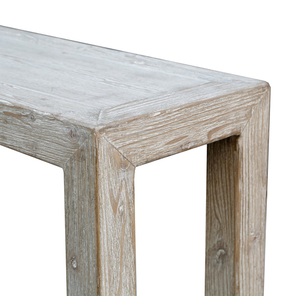 Lilys 67" Peking Grand Framed Console Table Weathered White Wash 9032-W