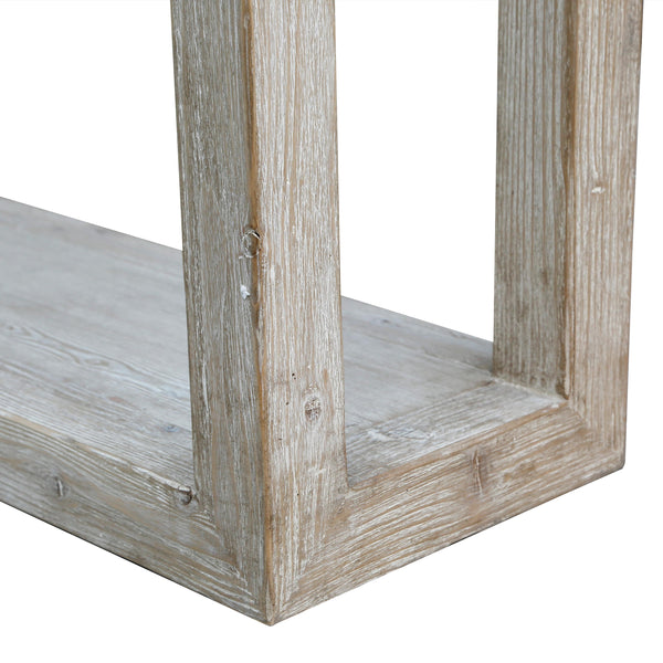 Lilys 67" Peking Grand Framed Console Table Weathered White Wash 9032-W