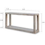 Lilys 67" Peking Grand Framed Console Table Weathered White Wash 9032-W