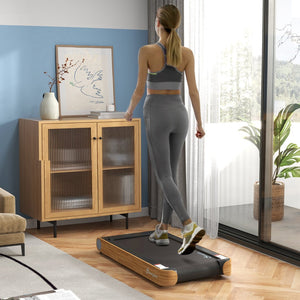 English Elm Soozier Walking Pad Treadmill with Bluetooth Speaker and Wood Grain Finish for Home Office W2225P217047