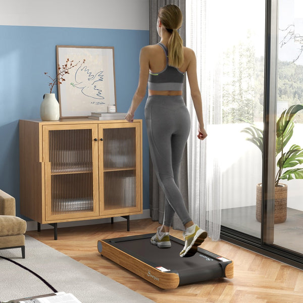 English Elm Soozier Walking Pad Treadmill with Bluetooth Speaker and Wood Grain Finish for Home Office W2225P217047