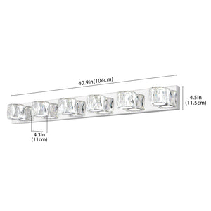 English Elm 41" Modern Crystal 6-Light LED Wall Sconce – 30W Chrome Bathroom Vanity Light 1950LM 6000K Stainless Steel W1340P248806