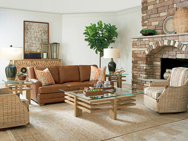 Lexington Tommy Bahama Home Calcutta Square End Table - Global Transitional Design With Ultra-clear Glass Top And Unique Aesthetic Newcastle  566-955c