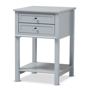Baxton Studio Baxton Studio Light Grey 2-Drawer End Table - Modern Transitional Wood Design for Elegant Storage Solutions SR1801426-Light Grey-ET