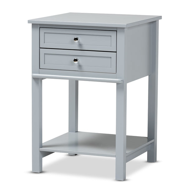Baxton Studio Baxton Studio Light Grey 2-Drawer End Table - Modern Transitional Wood Design for Elegant Storage Solutions SR1801426-Light Grey-ET