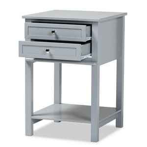 Baxton Studio Baxton Studio Light Grey 2-Drawer End Table - Modern Transitional Wood Design for Elegant Storage Solutions SR1801426-Light Grey-ET