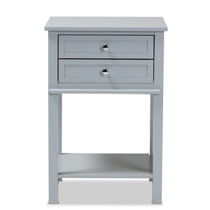Baxton Studio Baxton Studio Light Grey 2-Drawer End Table - Modern Transitional Wood Design for Elegant Storage Solutions SR1801426-Light Grey-ET