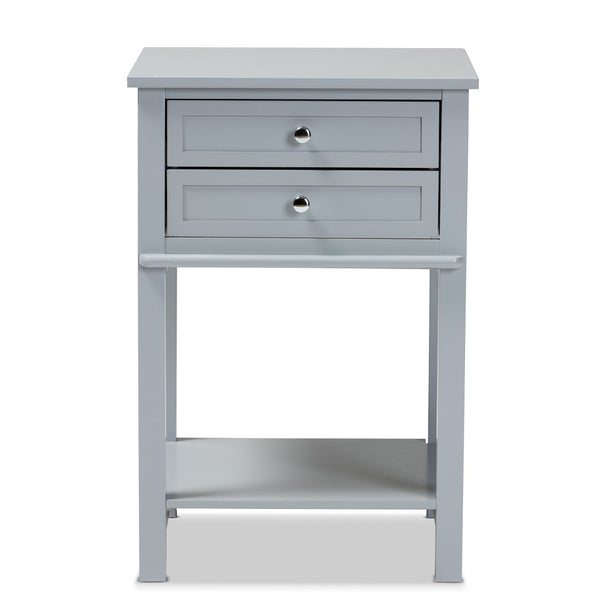 Baxton Studio Baxton Studio Light Grey 2-Drawer End Table - Modern Transitional Wood Design for Elegant Storage Solutions SR1801426-Light Grey-ET