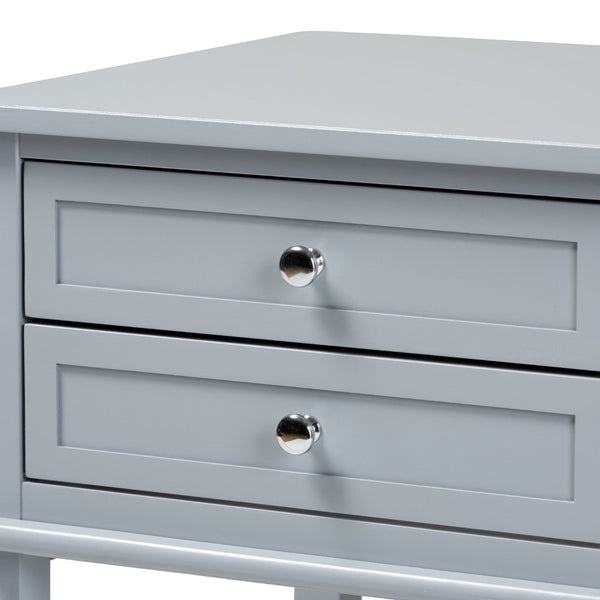 Baxton Studio Baxton Studio Light Grey 2-Drawer End Table - Modern Transitional Wood Design for Elegant Storage Solutions SR1801426-Light Grey-ET