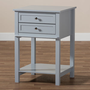 Baxton Studio Baxton Studio Light Grey 2-Drawer End Table - Modern Transitional Wood Design for Elegant Storage Solutions SR1801426-Light Grey-ET